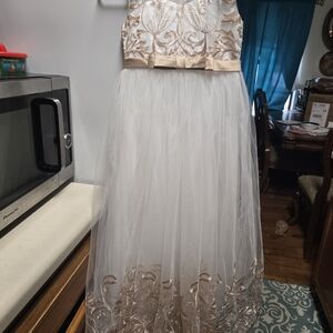 Elegant Cream and Gold Kids Dress